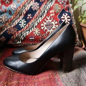 Louise et cie Lo Joanna Black Leather Block Heels